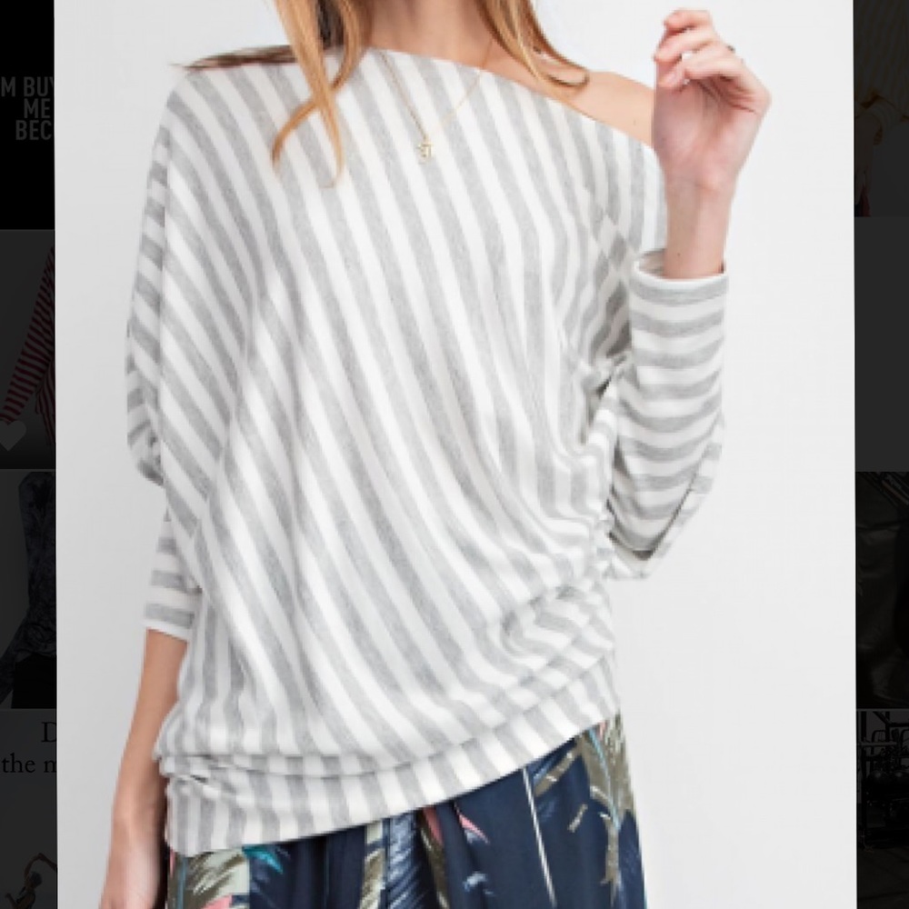 LS Striped Terry Knot Asymmetrical Tunic